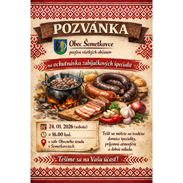 Menšia fotka pre článok Pozvánka - ochutnávka zabíjačkových špecialít
